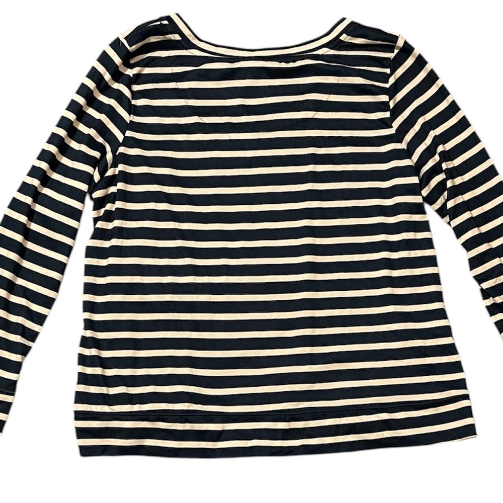 Kate Spade “Lazy Saturday” soft cozy Blue and White Striped Long Sleeve Tee XL - Picture 2 of 5